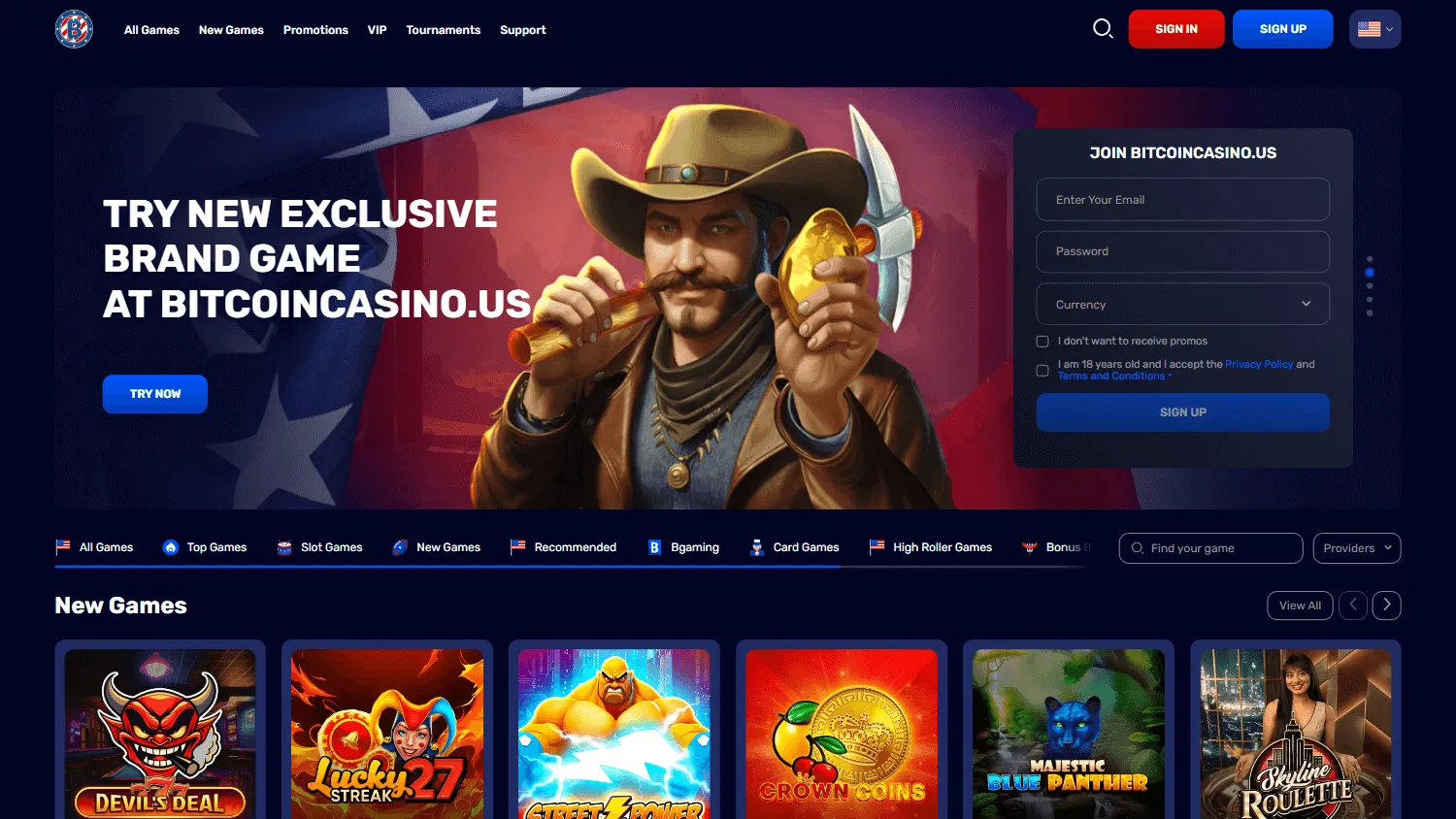 7 Bit Casino home experience on desktop